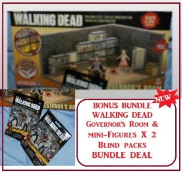 The Walking Dead Governor's Room light playset & 2 mini-Blind packs AMC📦🏃🚚